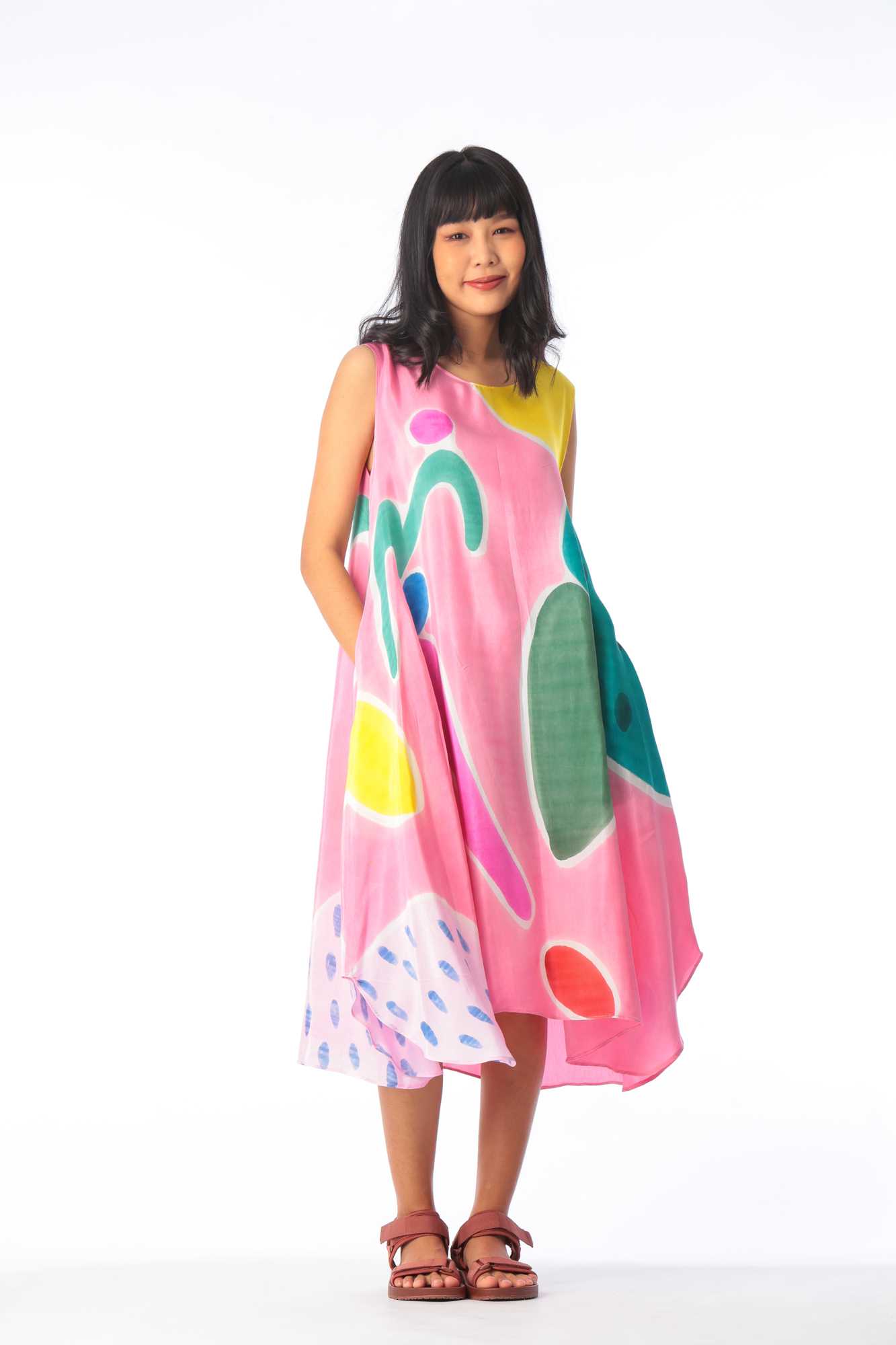 (Pre-order)Sac Sleeveless Dress Cotton Silk Hand paint