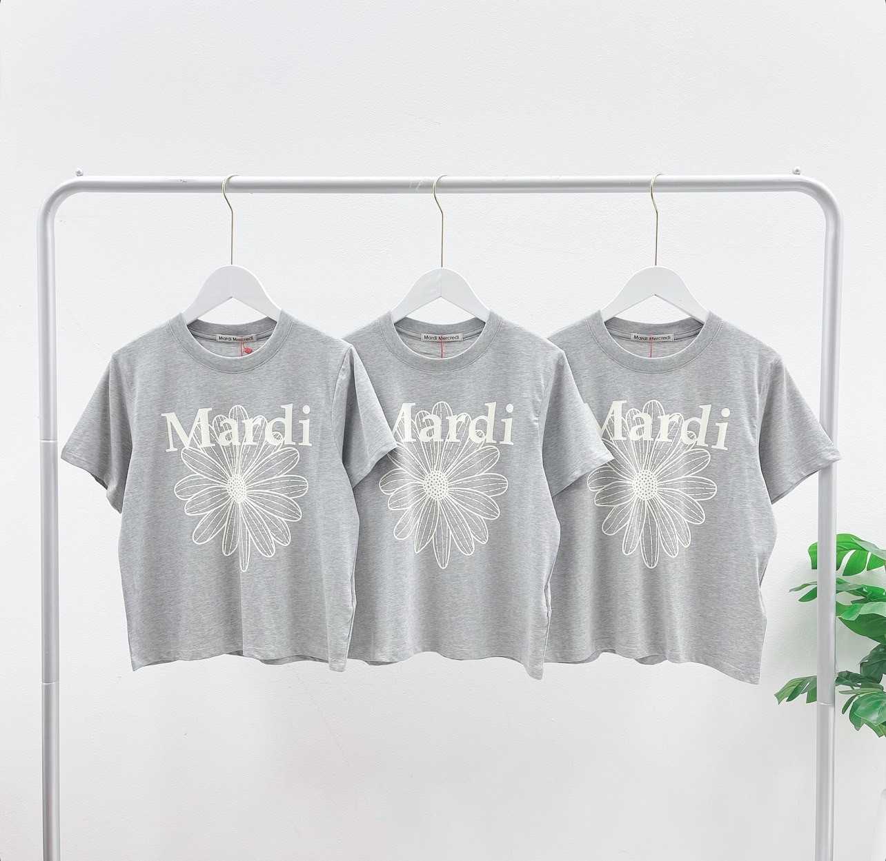 Mardi Flower Slim T-Shirt (Grey/ivory)