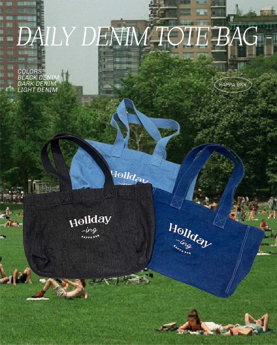 KAPPABKK Daily Tote Bag กระเป๋า Tote ผ้าเดนิม สามารถใส่ โน๊ตบุ๊ค 13 นิ้ว ได้