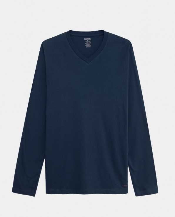 Long-Sleeve Jersey V-Neck Tee - Mountain Blue