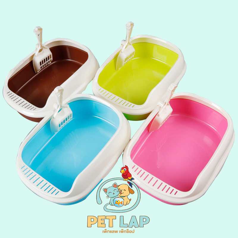 กระบะทรายแมว ทรงรี ห้องน้ำแมว cat litter box ฟรี ที่ตักทรายแมว