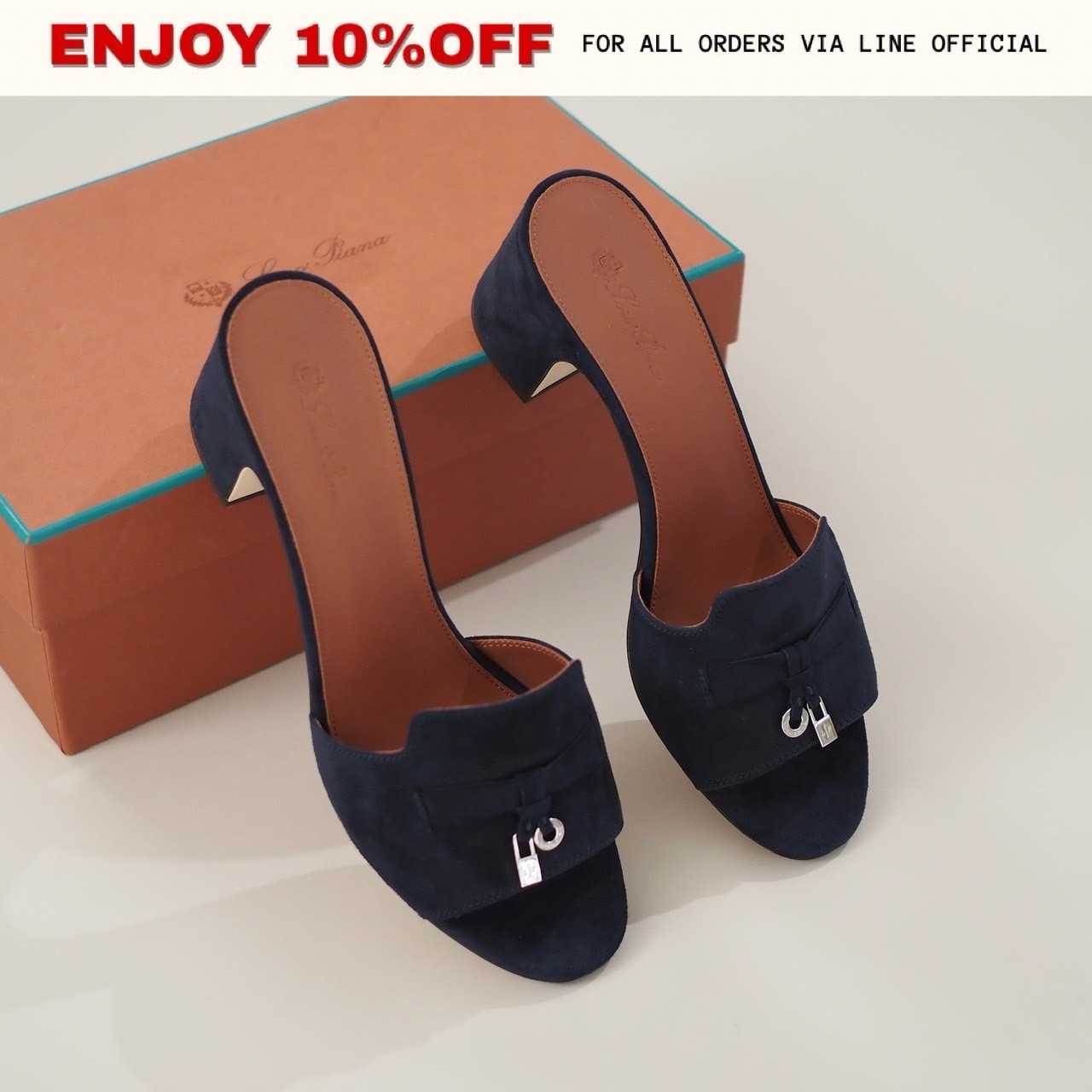 NEW! LORO PIANA Summer Charms Sandal สี Navy Blue Suede | Shoes