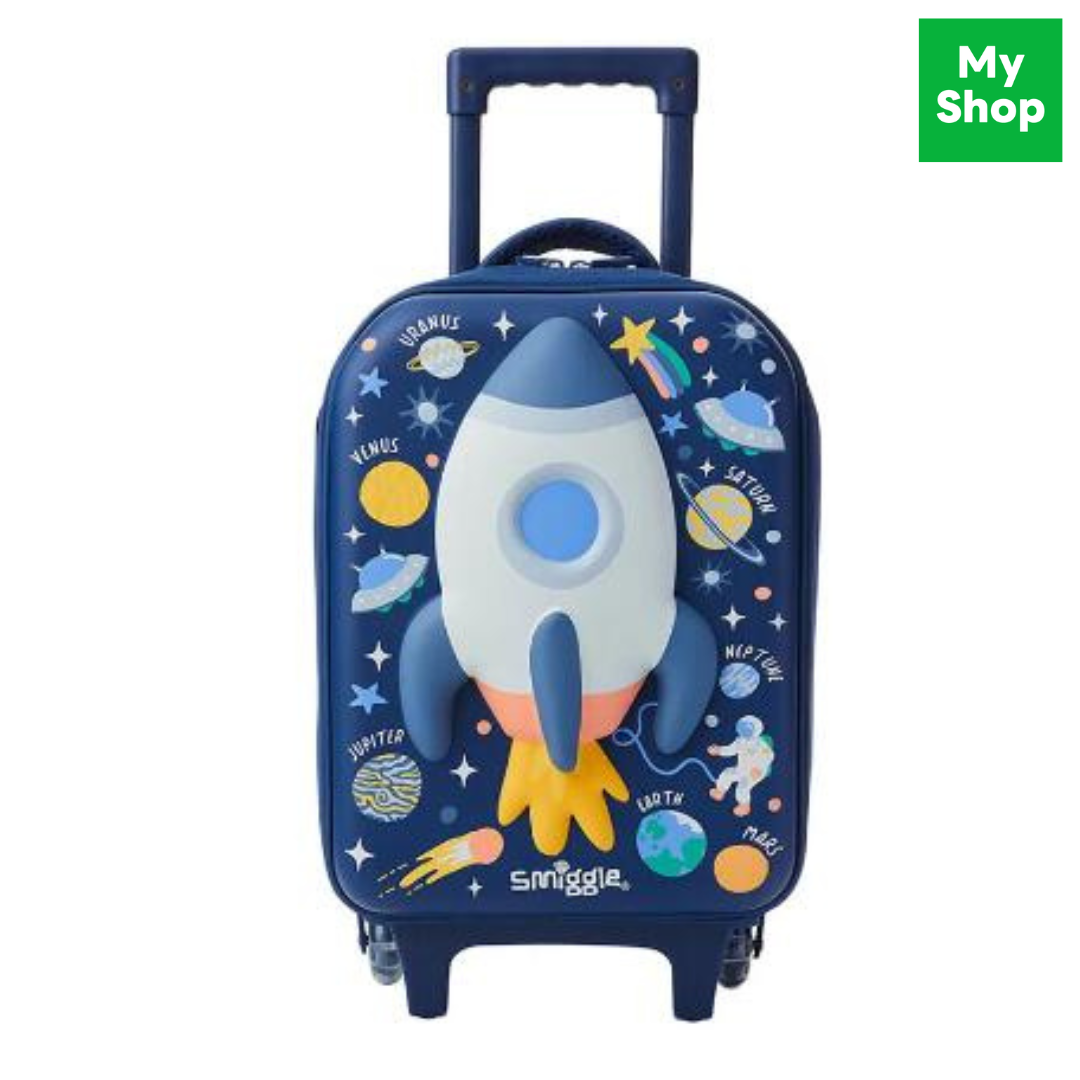 พร้อมส่งในไทย🎉 Smiggle ล้อลาก14นิ้ว ลายจรวด Trolley Backpack 14inch. ของแท้✔