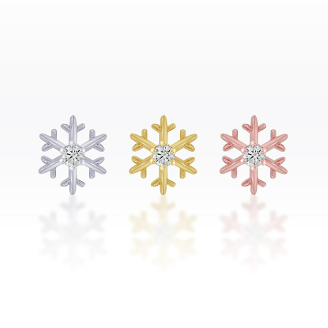 PiercingRoomByJay Little Snow Flake Flat Back เงินแท้ (ราคาต่อชิ้น)