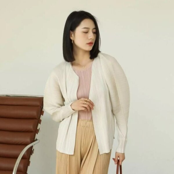 2MUAY รุ่น GJO8771 เสื้อคลุมผู้หญิง เสื้อคลุมพลีทคุณภาพ 6สี FREE SIZE VOLUME SLEEVE PLEAT CARDIGAN