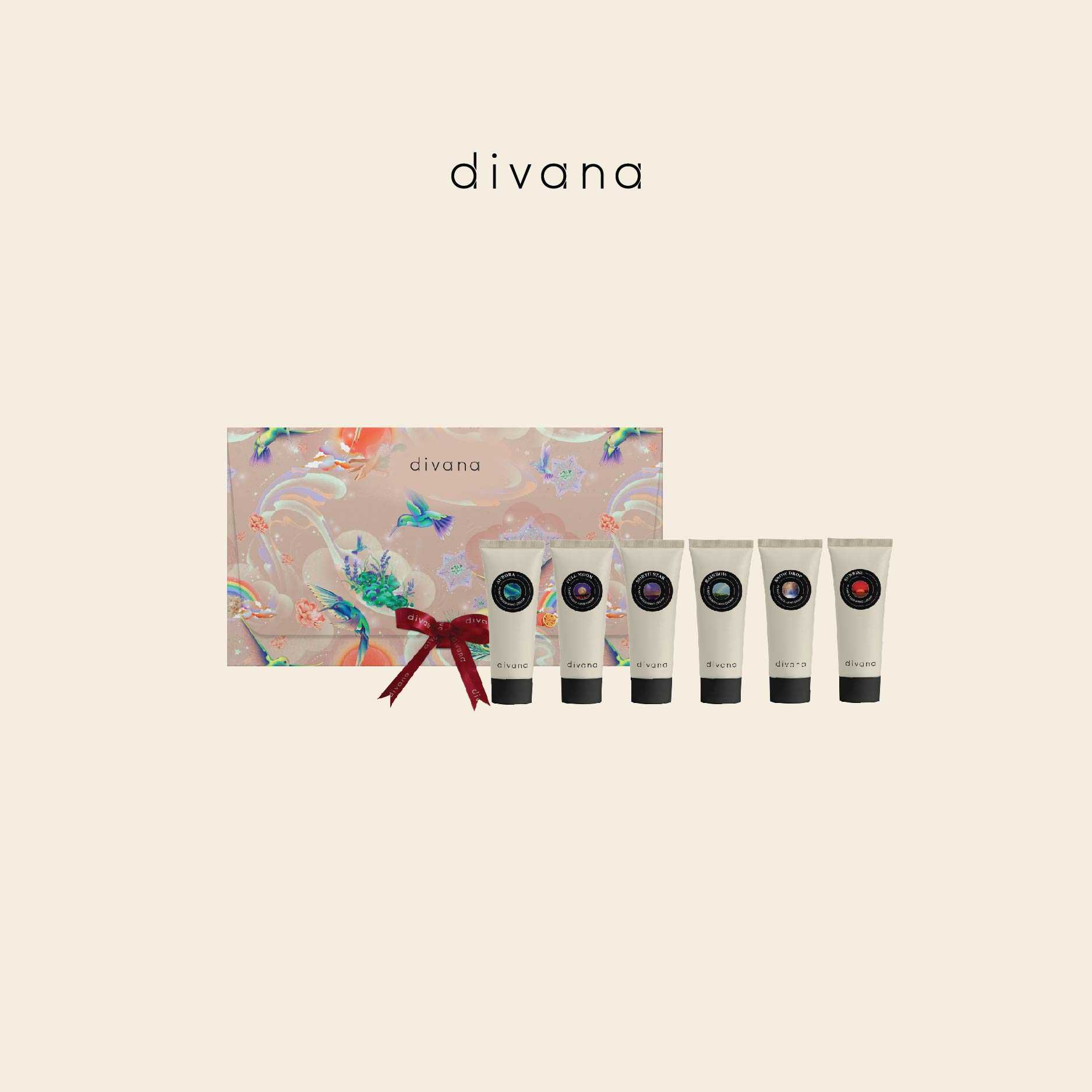divana เซ็ตส่งต่อความสุข ครีมทามือ: divana Phenomenon of Happiness Set Hand Cream 10g. X 6 pcs.