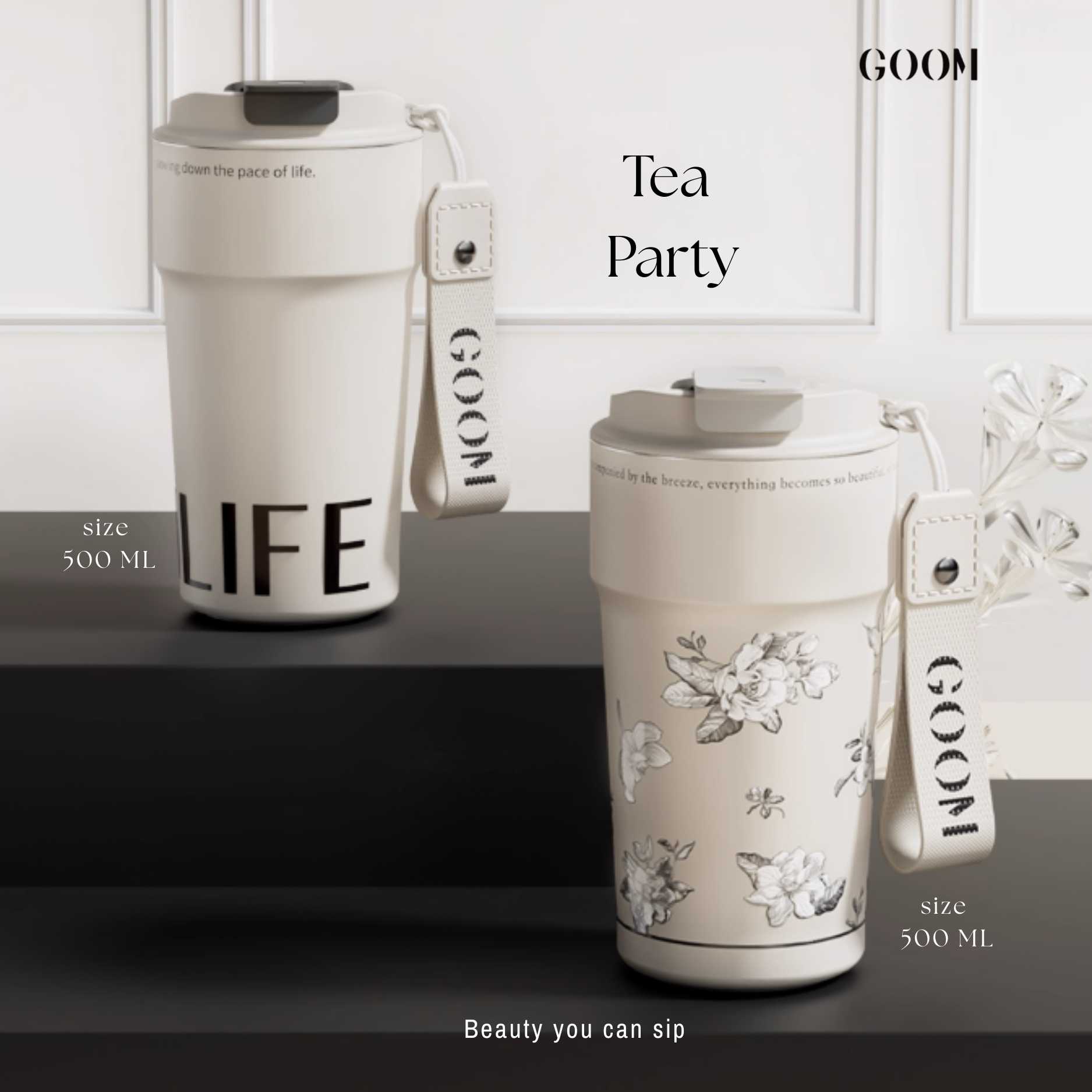GOOM แก้วเก็บอุณหภูมิ จุ 500ml สแตนเลส 316 รุ่น Tea Party Collection
