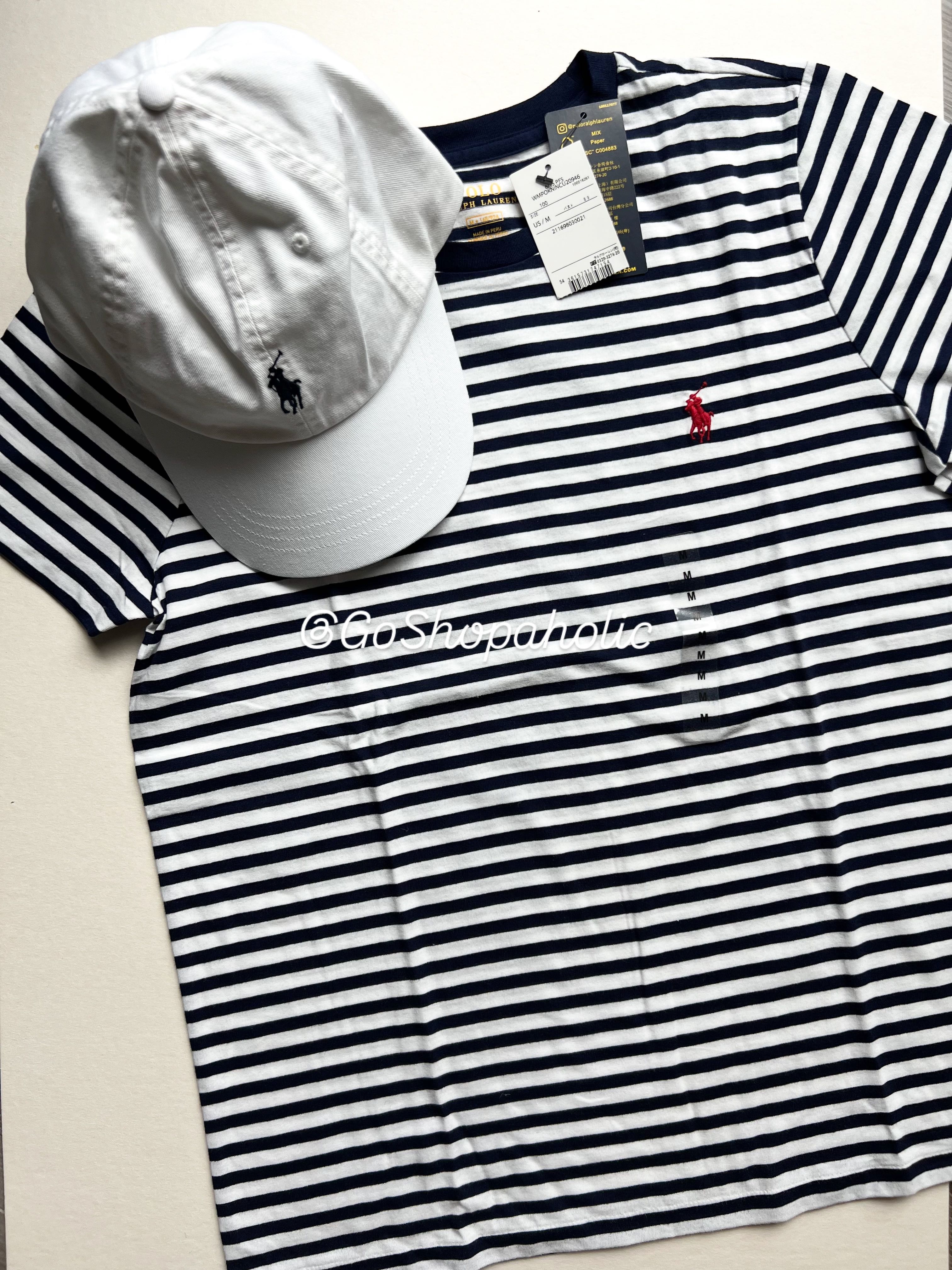 🇯🇵Polo Ralph Lauren Stripe Navy-White  เสื้อยืดผ้าเนื้อบางแบบใส่สบาย ลายขวางแบบclassic
