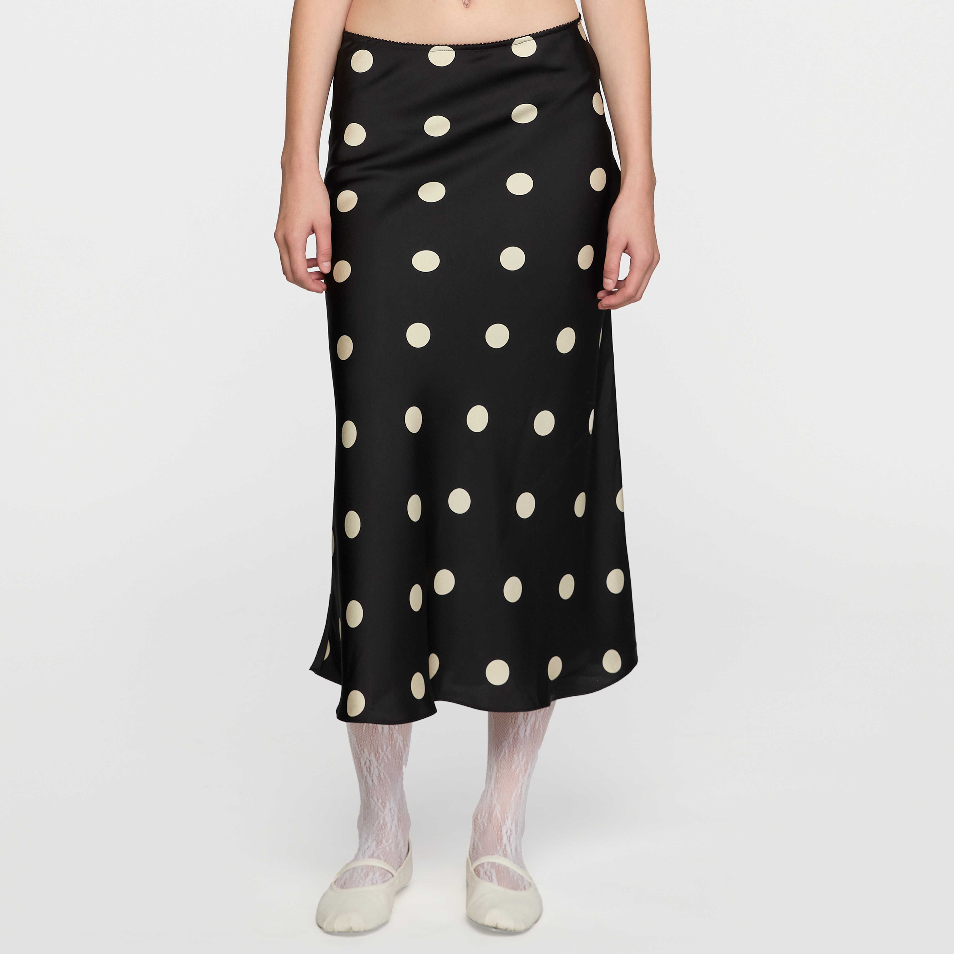 BLACK POLKA DOT MIDI SKIRT