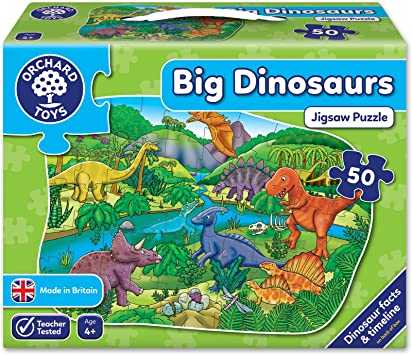 ORCHARD TOYS, Big Dinosaur Jigsaw จิ๊กซอว์ไดโนเสาร์ สำหรับ 4 ปี+ ลิขสิทธิ์แท้ นำเข้าจากอังกฤษ
