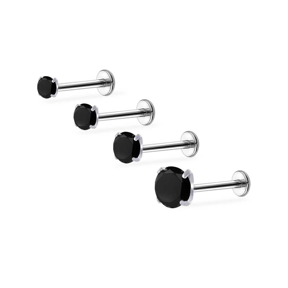 PiercingRoomByJay Black CZ/Titanium Flat Back เกรดการแพทย์ (ราคาต่อชิ้น)