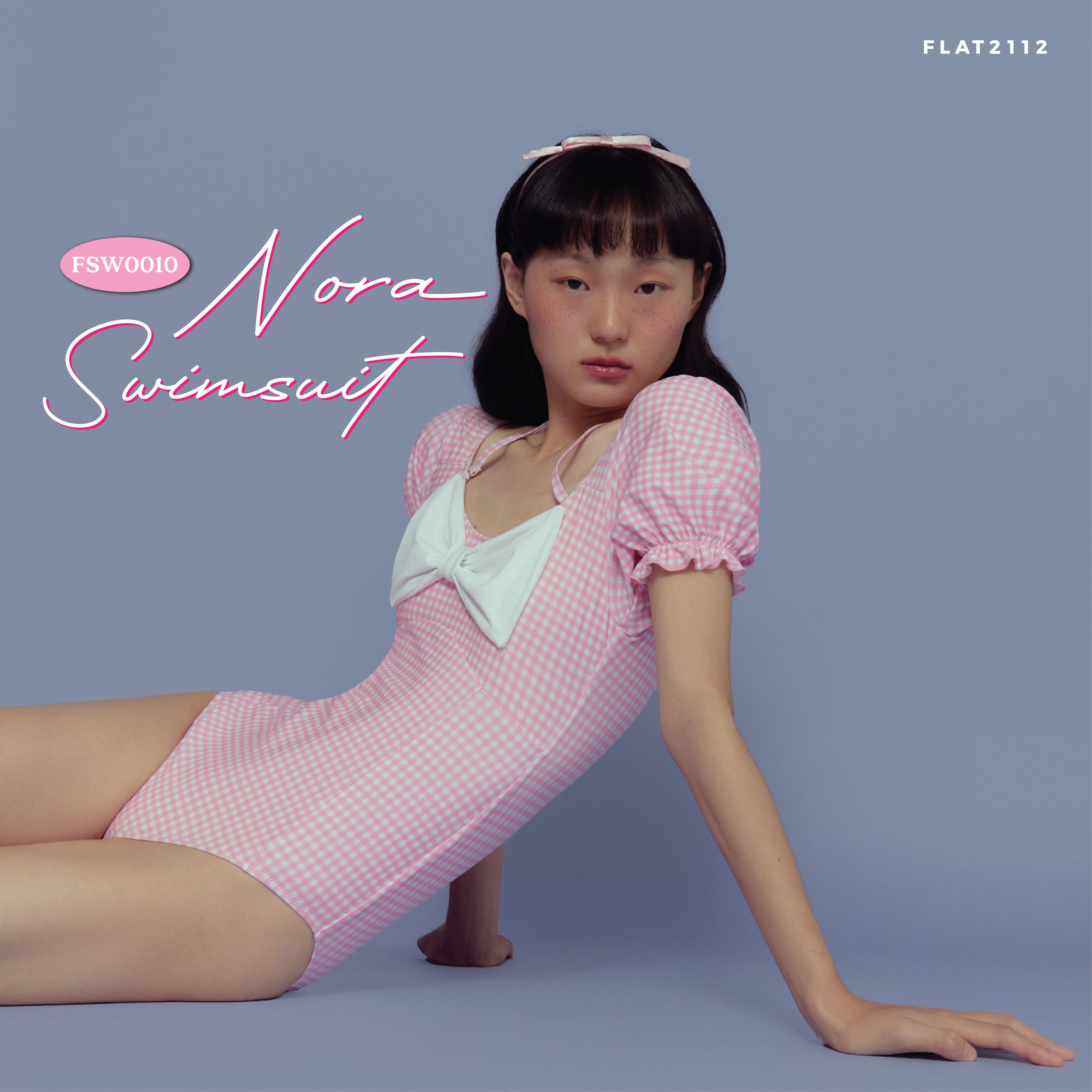 FLAT2112 FSW0010 : NORA SWIMSUIT ชุดว่าน้ำลายสก็อตสีชมพู
