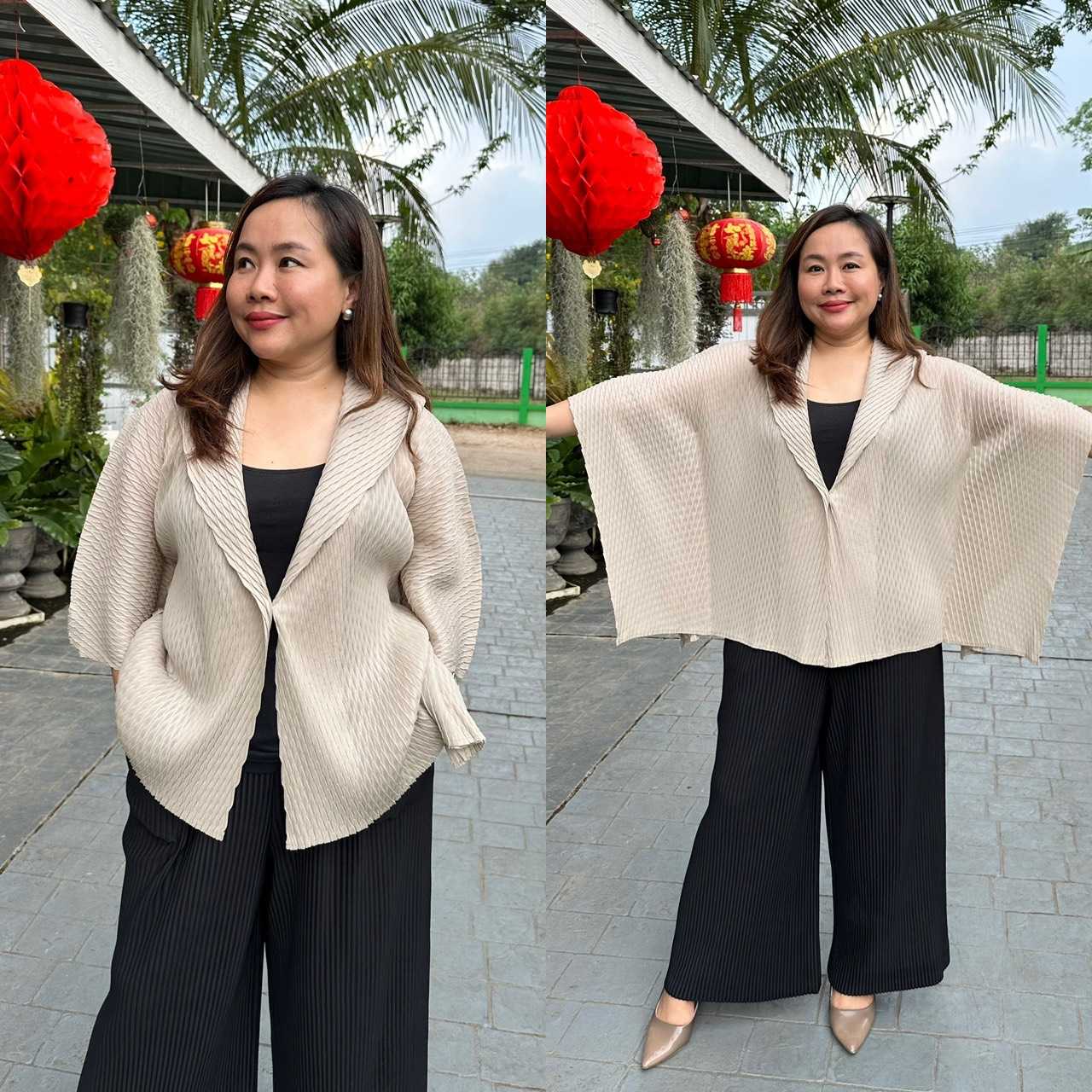 Pleatbynisa เสื้ออัดพลีท A695 เนื้อผ้าPolyester100%