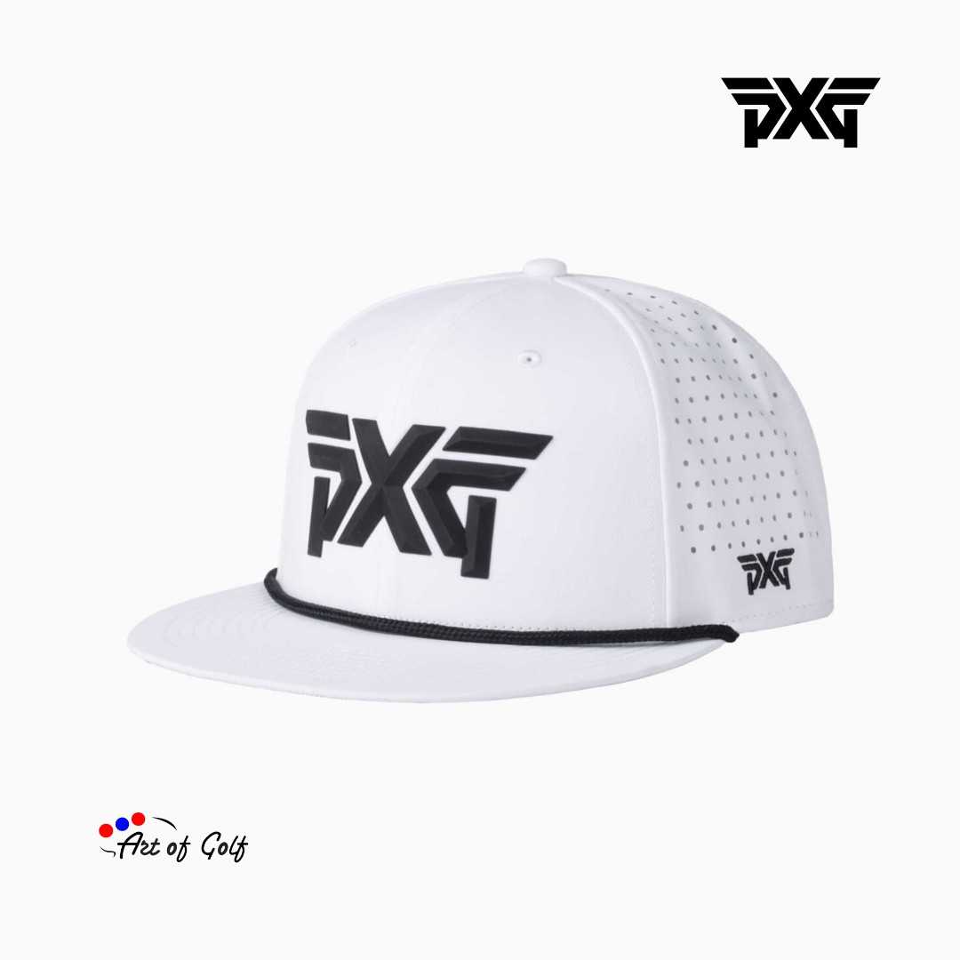 PXG  Men's Dog Tag 6 - Panel High Crown Snapback Cap (White/Black)