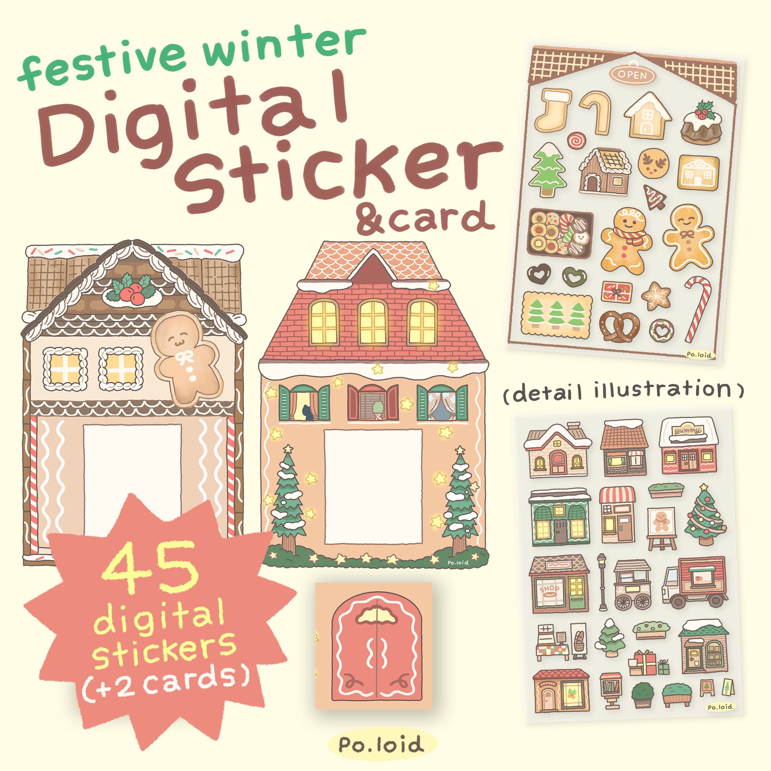 Digital sticker and card pack (Festive winter)