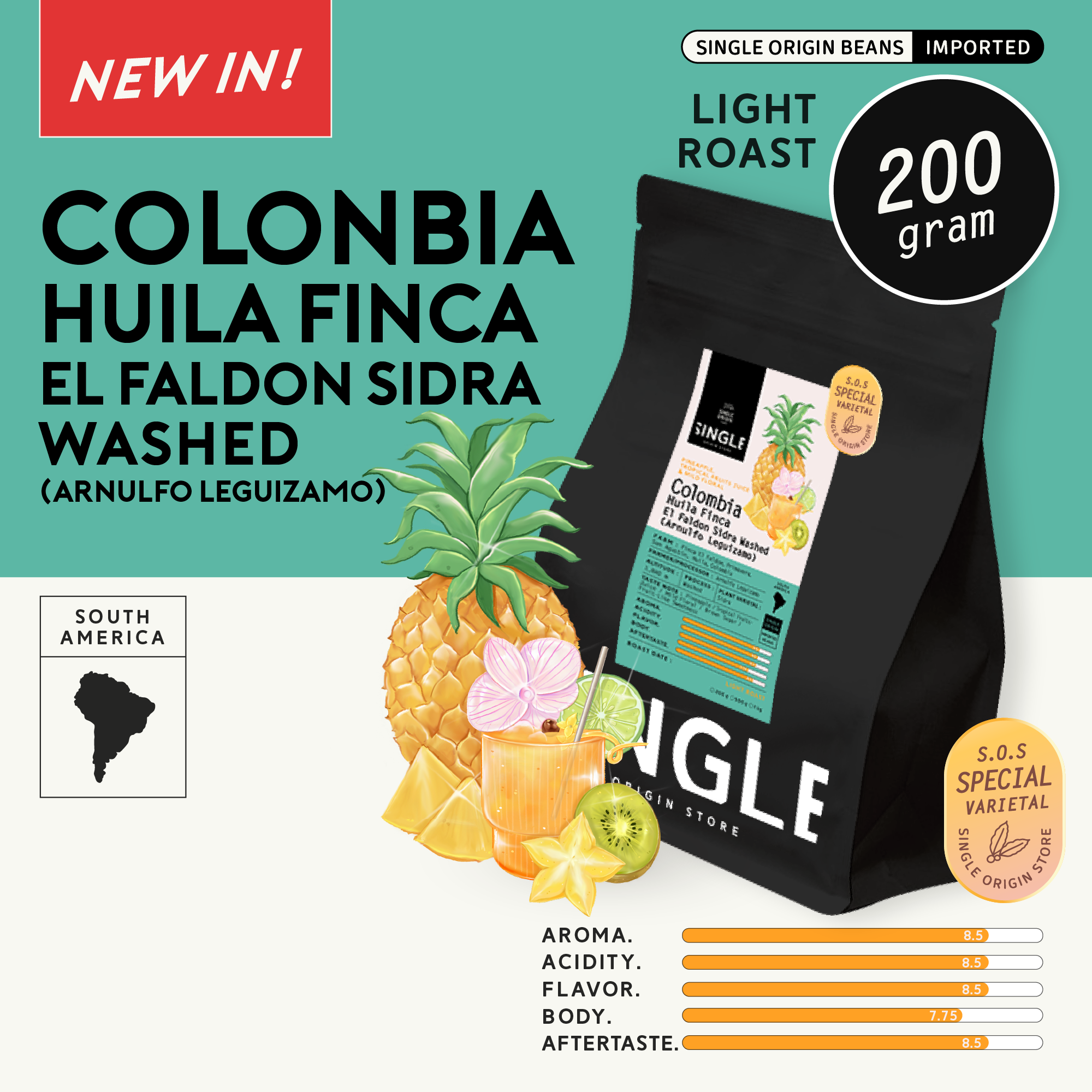 Colombia Huila Finca El Faldon  Sidra Washed (Arnulfo Leguizamo)