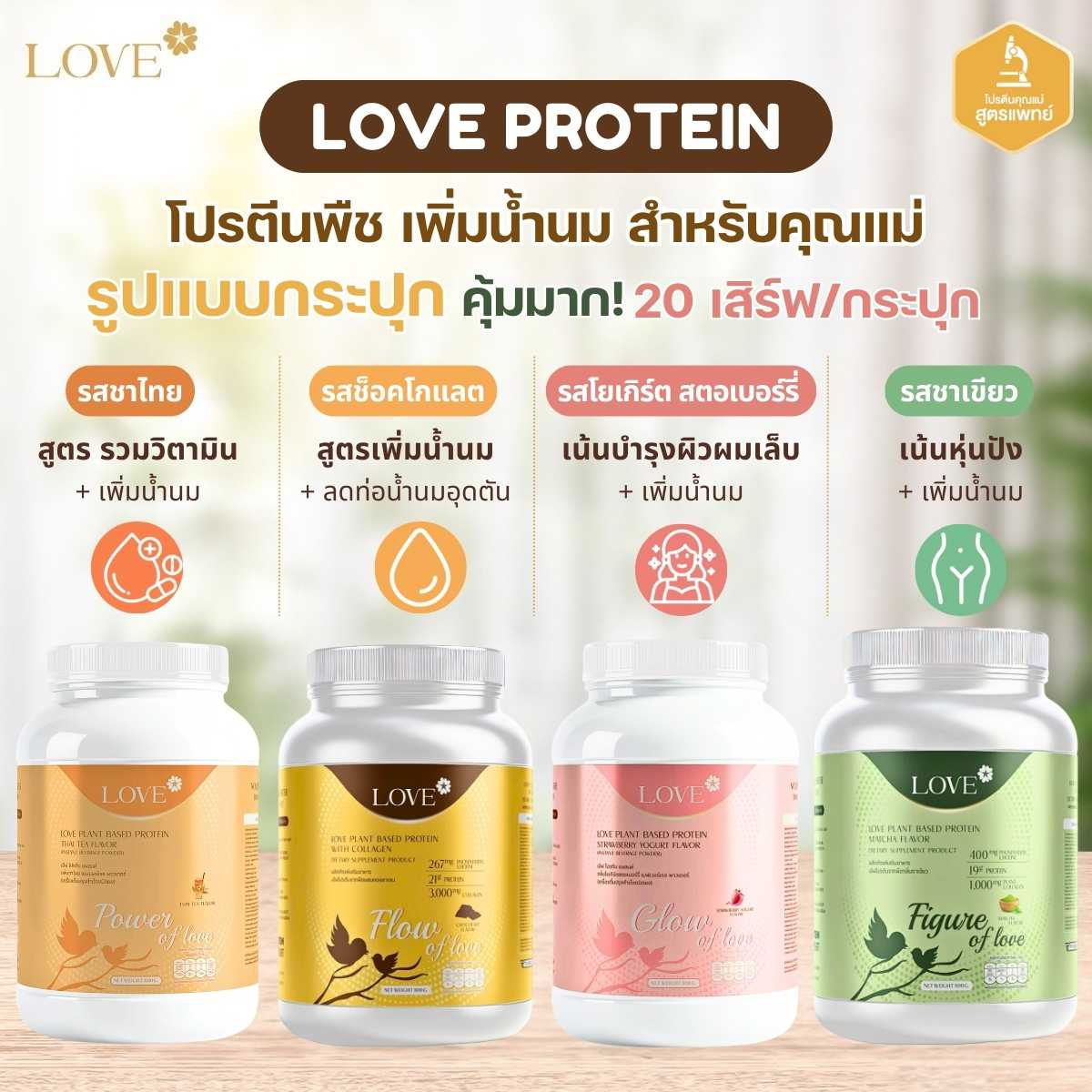 (รูปแบบกระปุก) Love protein โปรตีนพืช สูตรแพทย์ โปรตีนบำรุงคุณแม่ ก่อนท้อง ตั้งครรภ์ และหลังคลอด