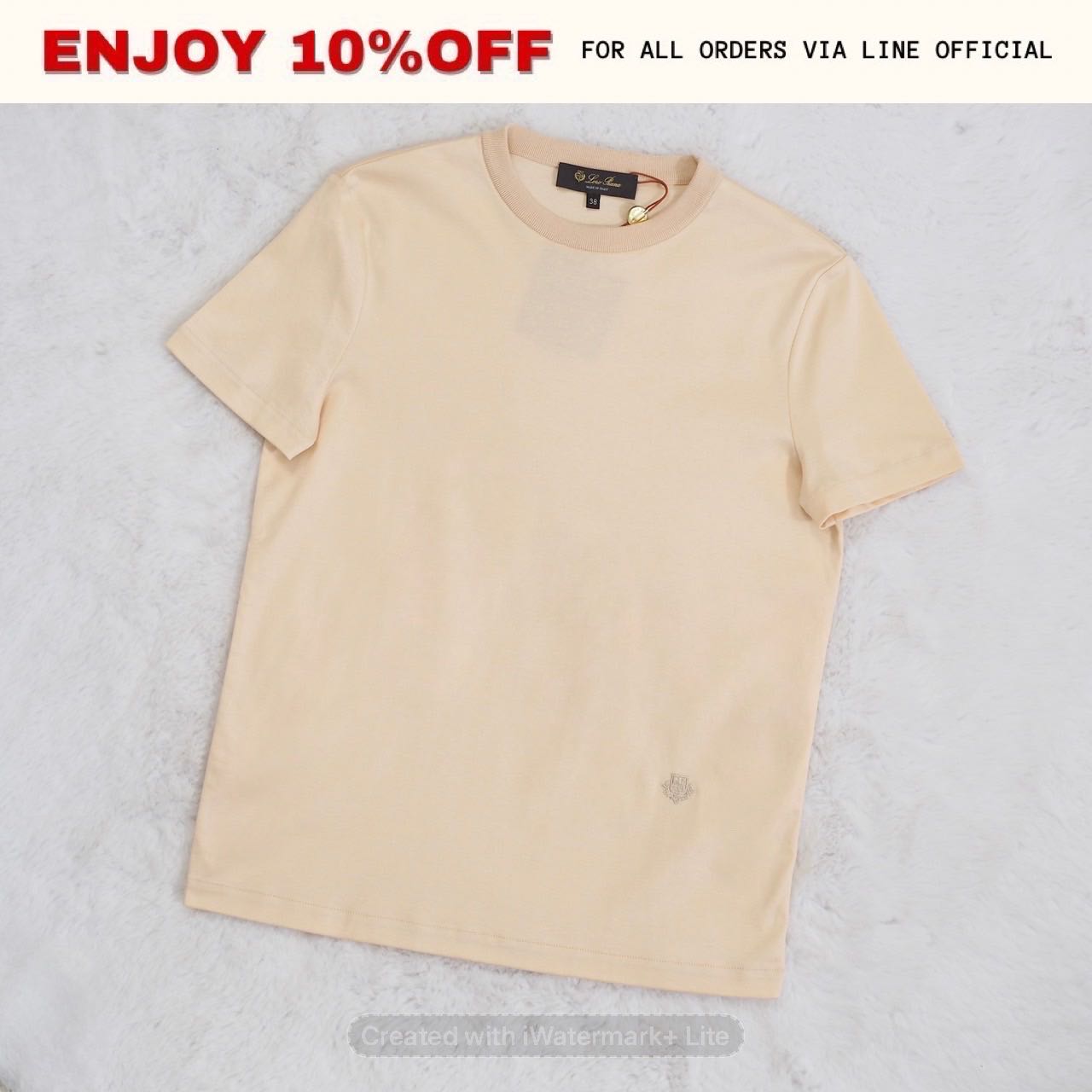 NEW! LORO PIANA My-T Crew Neck สี Lotus Root (A0DL) | RTW