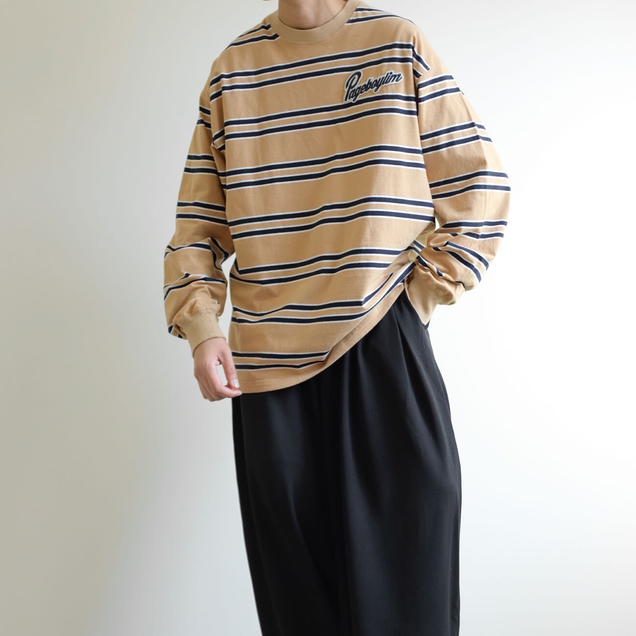 Pageboylim  Relaxed Crew Neck Oversized Longsleeve Tees 
