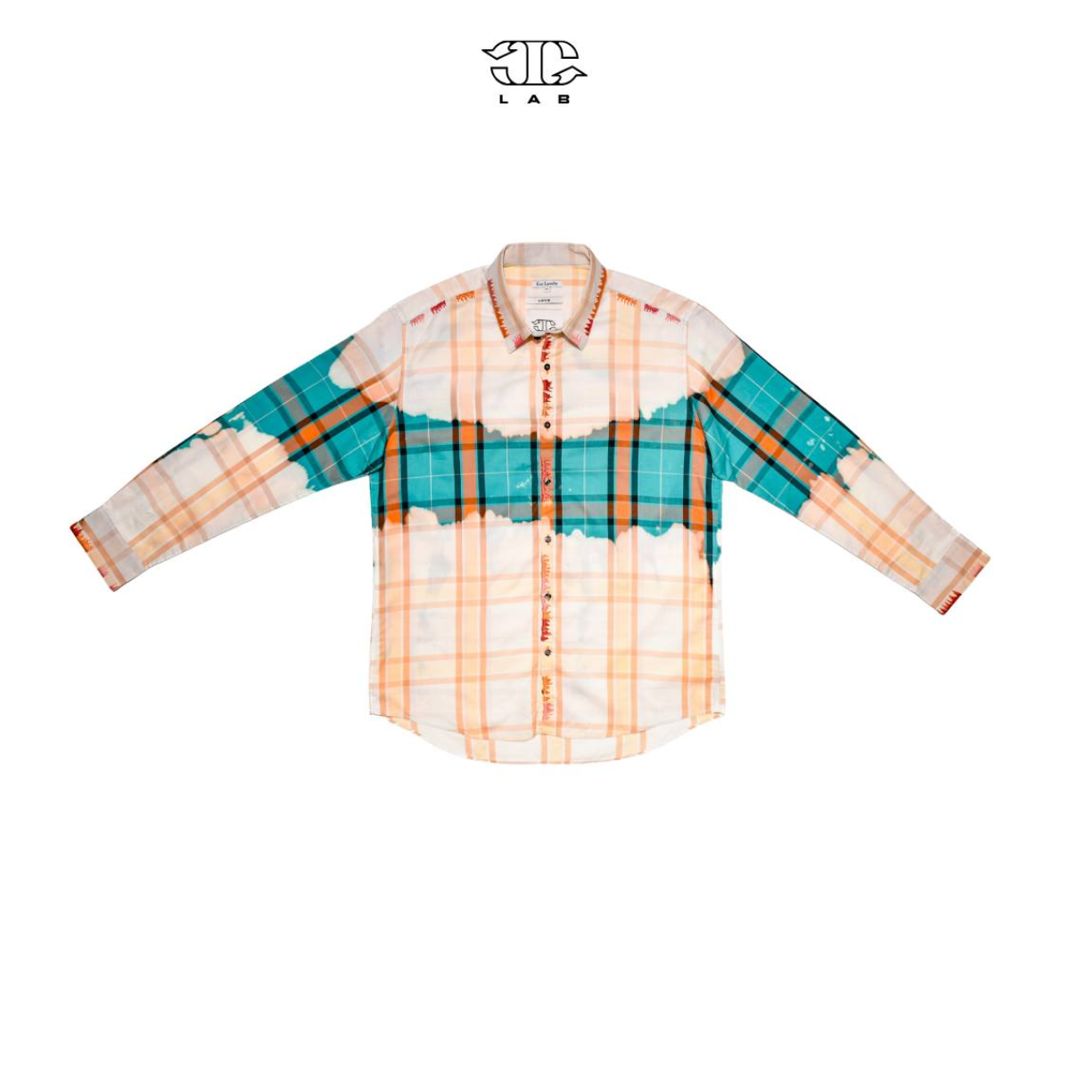 'Yana' Longsleeve color discharged shirt with hand embroidery