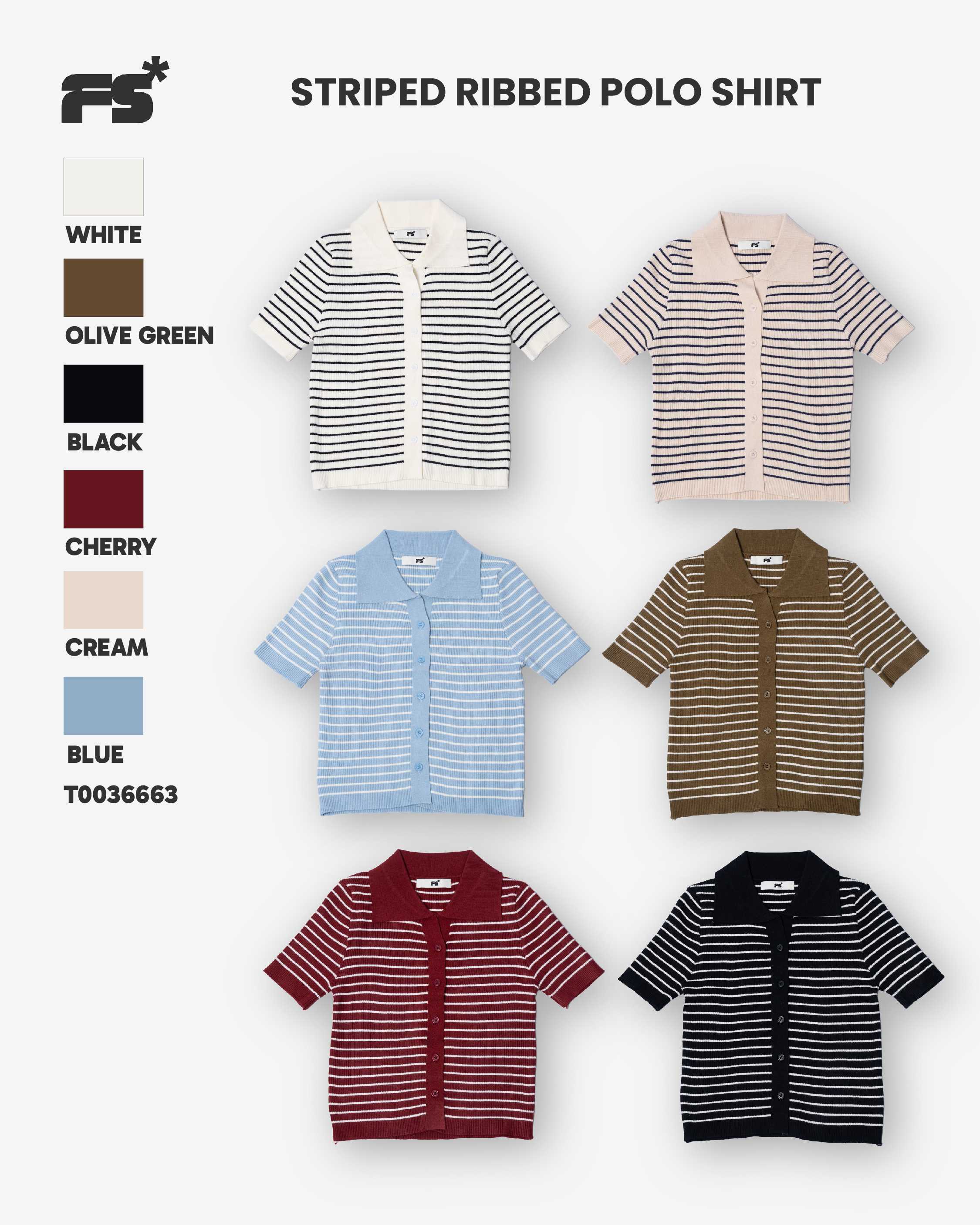 Striped Ribbed Polo Shirt