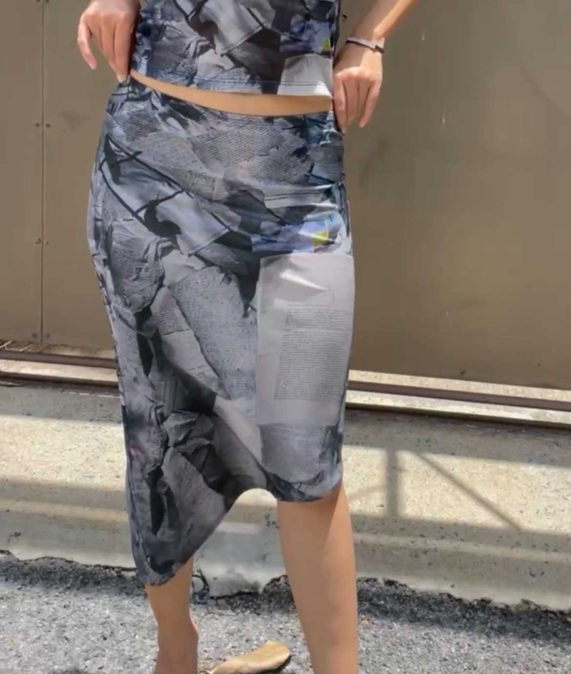 SALE MIAOU VERO SKIRT - NEWSPAPER TROMPE L'OEIL