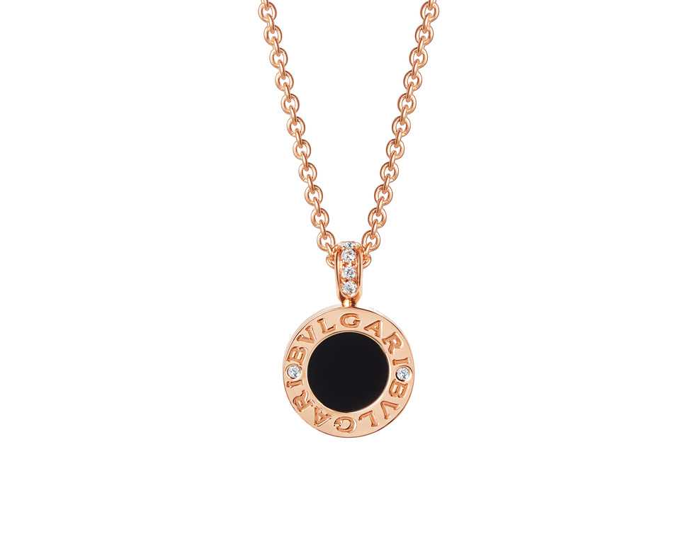 Bvlgari Bvlgari 18  kt rose gold pendant set with mother-of-pearl, onyx and pavé diamonds