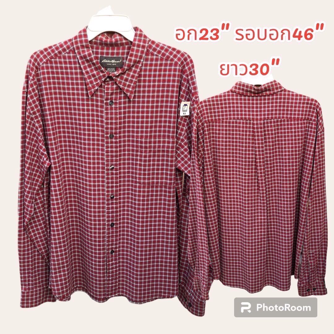 เสื้อเชิ้ตลายสก็อตแขนยาว แบรนด์ห้างงานนอกมือ2เกรดA สินค้าพร้อมจัดส่ง