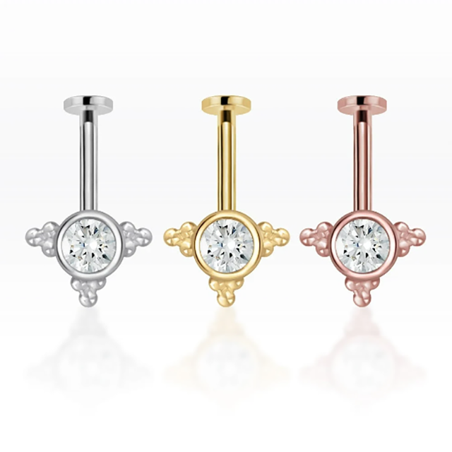 PiercingRoomByJay Bezel CZ Diamond Flat Back เงินแท้ (ราคาต่อชิ้น)