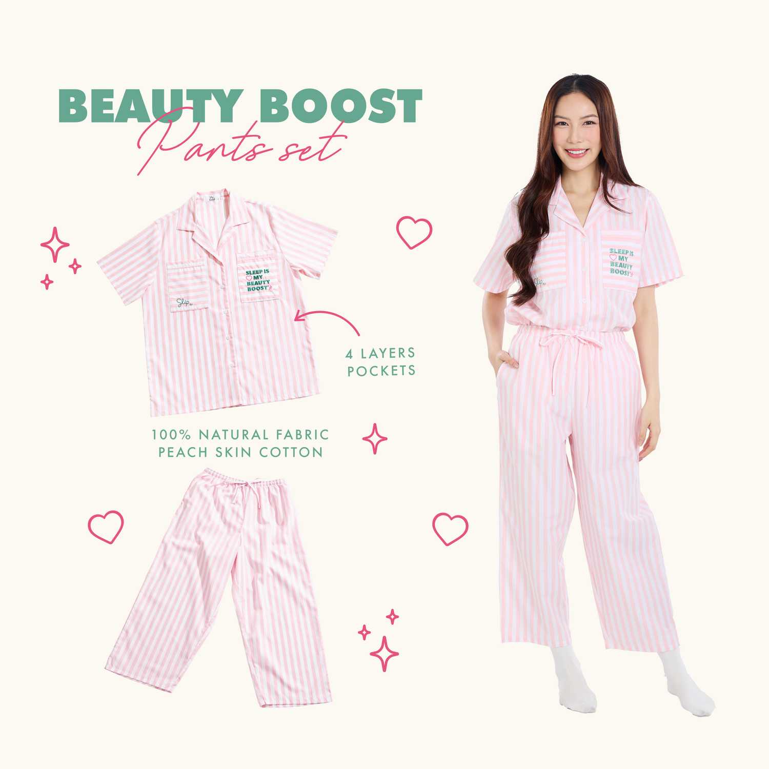 Sleepis ชุดนอนโนบรา-Beauty Boost Pants set