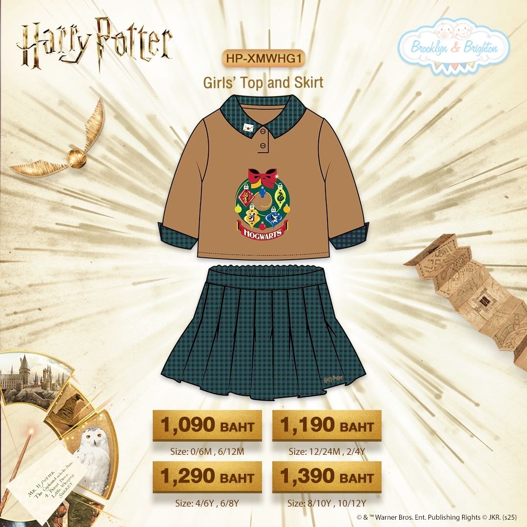 Harry Potter X’mas - Girls’ Top and Skirt | HP-XMWHG1 (size: 0/6M-10/12Y)