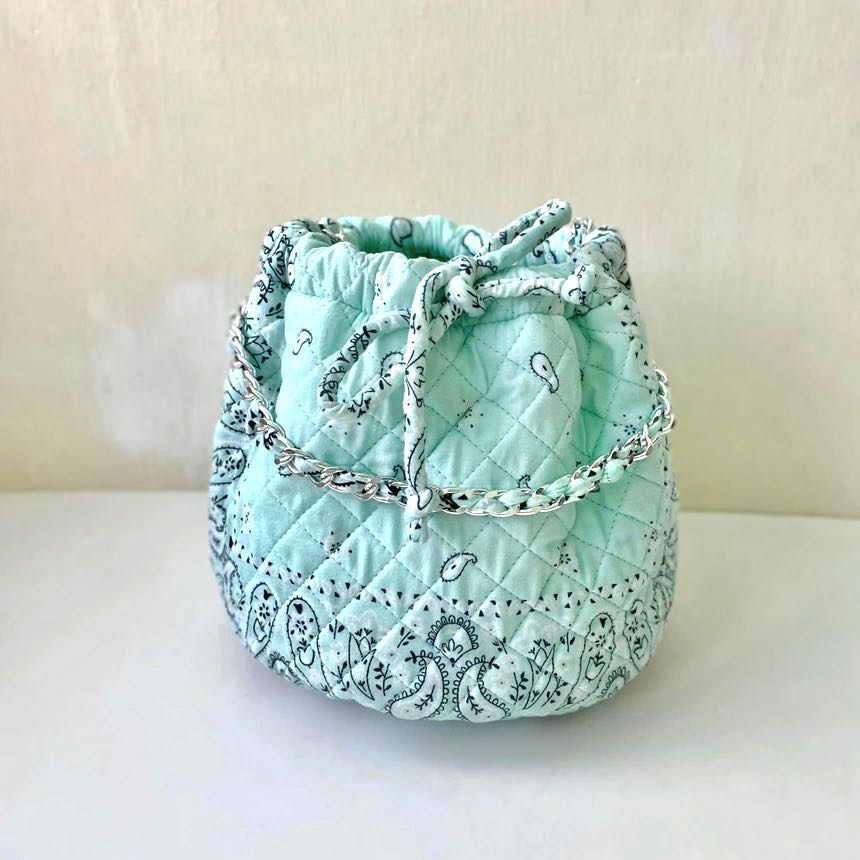 Blue mint Dumpling Bandana Bag no 4