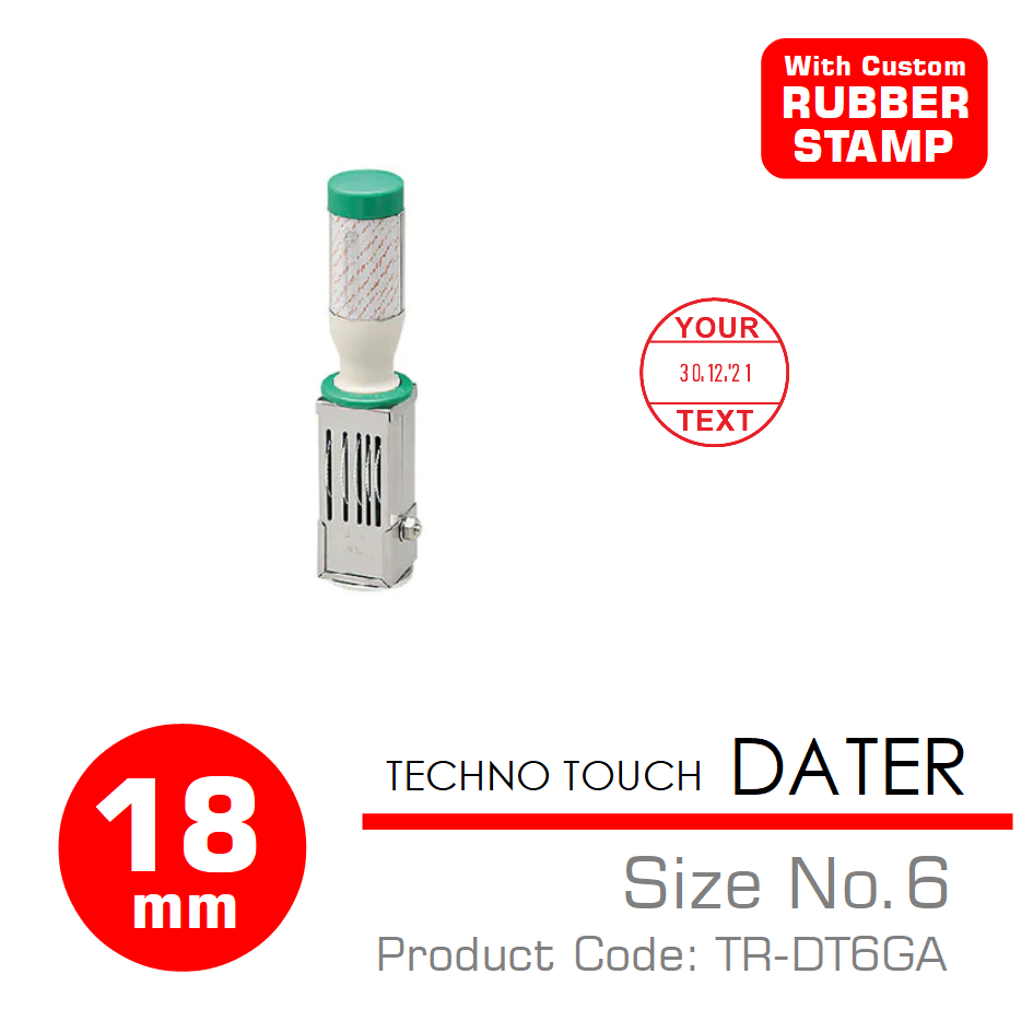 SANBY ตรายางลงวันที่ เทคโนทัชเดเตอร์#6 พร้อมสั่งทำหน้ายาง TECHNO TOUCH DATER No.6 (TR-DT6GA)