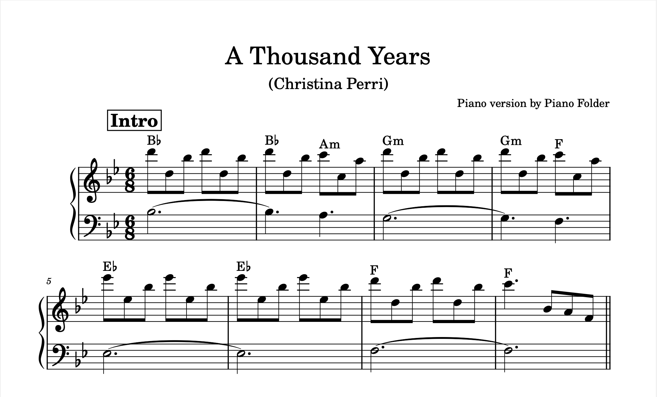 โน้ตเพลง A Thousand Years - Piano Collection (Lv 3.5)