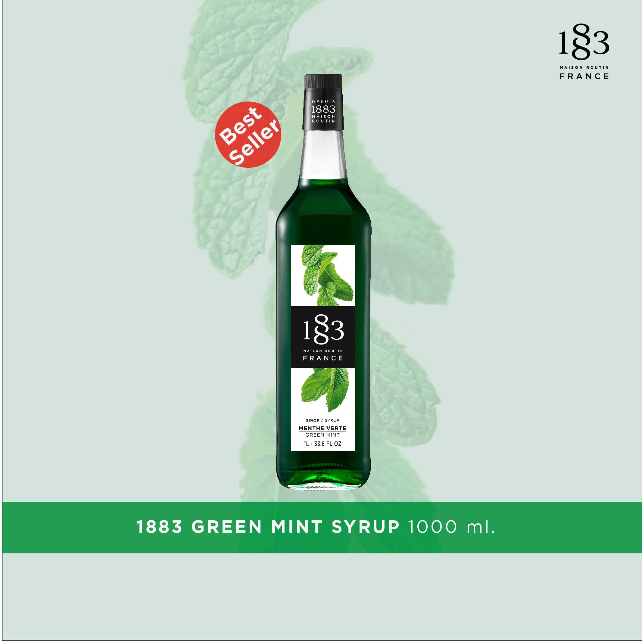 1883 GREEN MINT FLAVORED SYRUP 1000 ml.