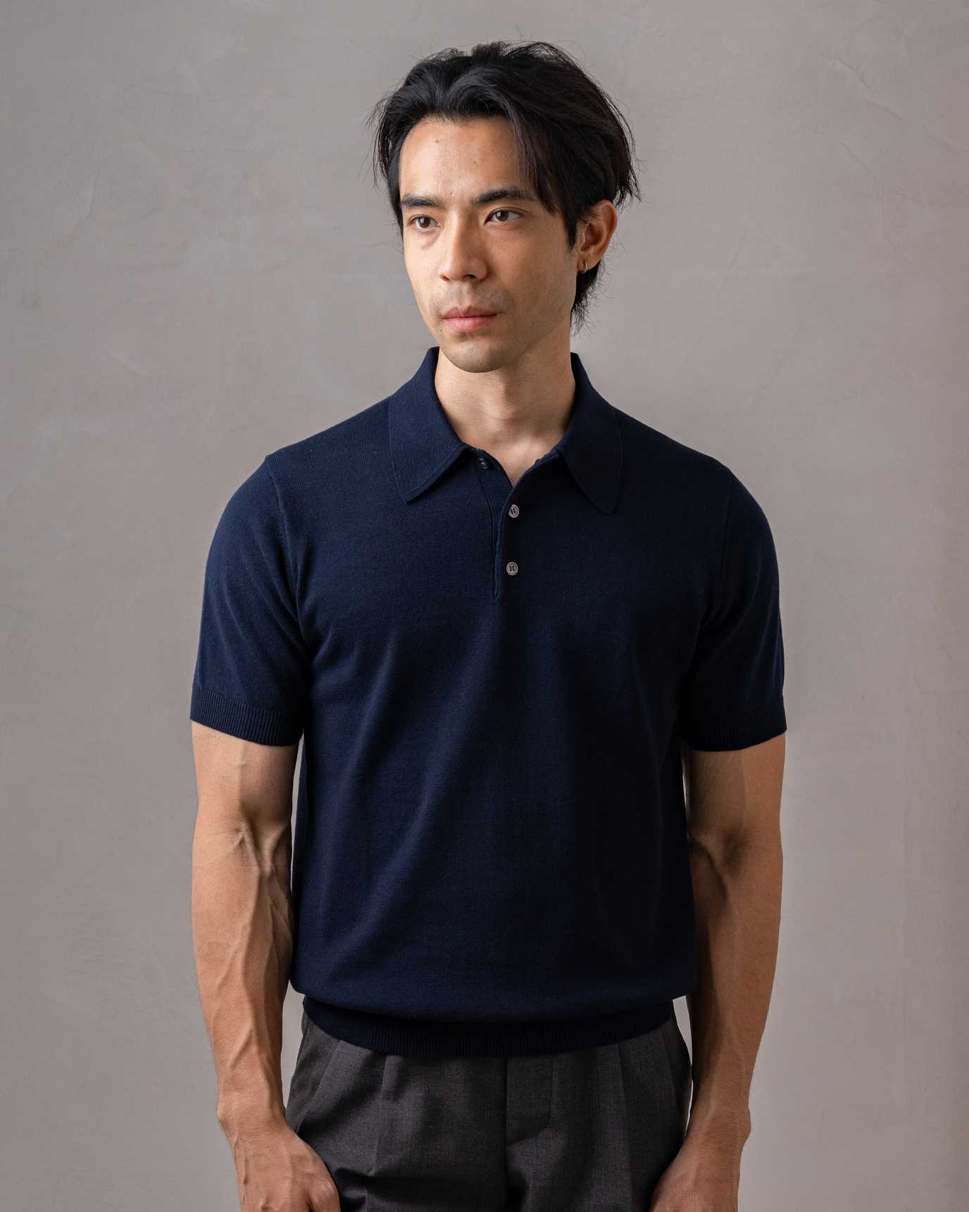 MadetoMature Knitted Short Sleeve Polo - Navy