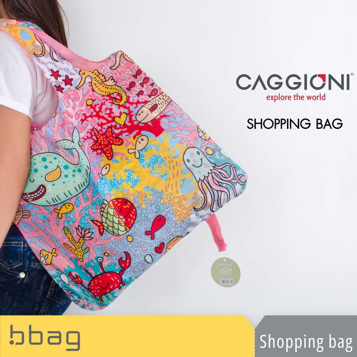 Caggioni : ถุงผ้าร่มพับได้ ถุงผ้าช็อปปิ้งกันน้ํา แบบพกพา เหมาะกับเดินชายหาด สําหรับซูเปอร์มาร์เก็ต
