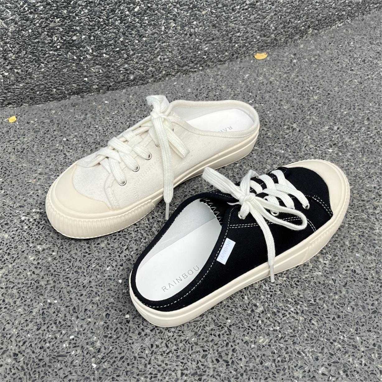 RAINBOU FRIENDLY - รองเท้าผ้าใบเปิดส้น สวมง่ายใส่ชิลล์👟✨