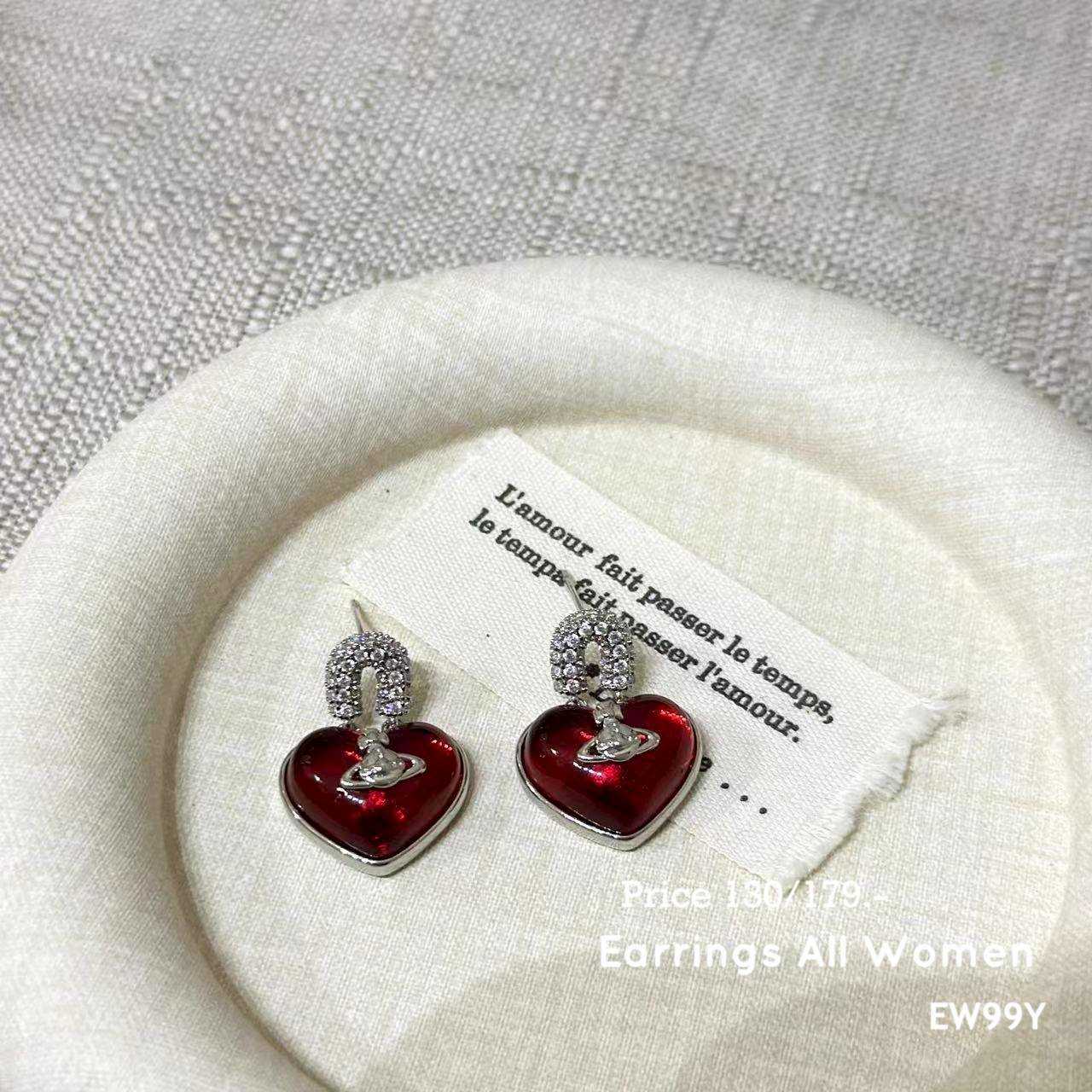 EW99Y ต่างหู หัวใจติดหู เงิน 925