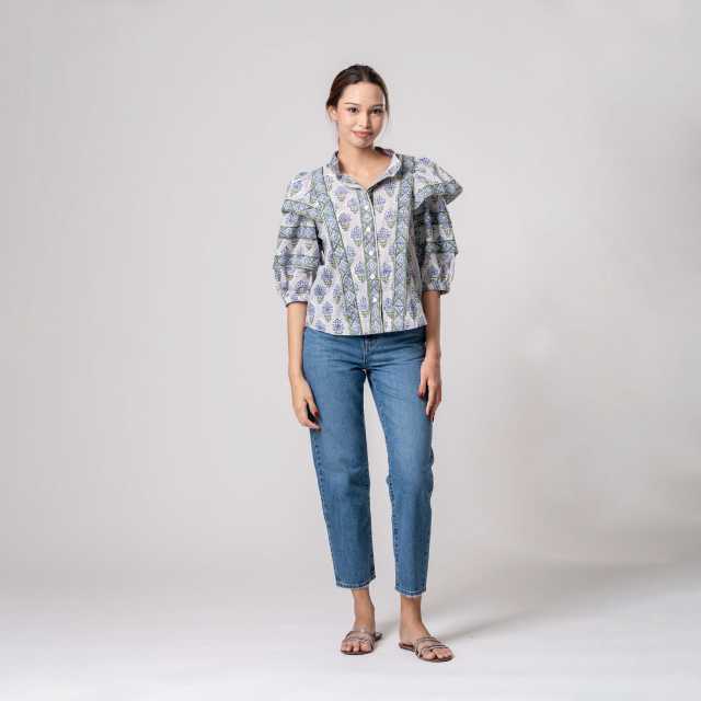 Beatric Blouse (Blue, Free Size)