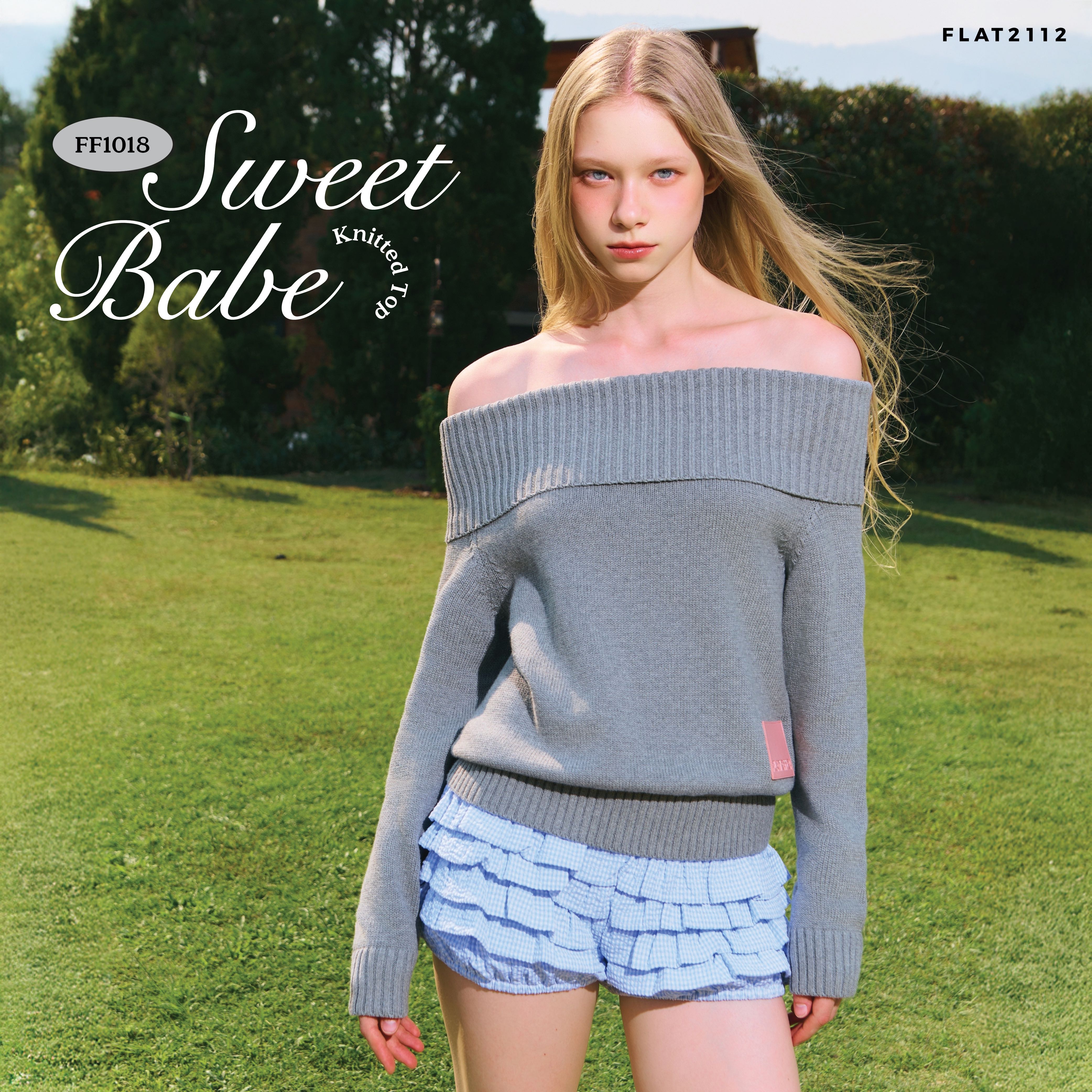FLAT2112 FF1018 : SWEET BABE KNITTED TOP เสื้อคอเต่าแขนยาว เสื้อคอเต่า เสื้อแขนยาว เสื้อกันหนาว