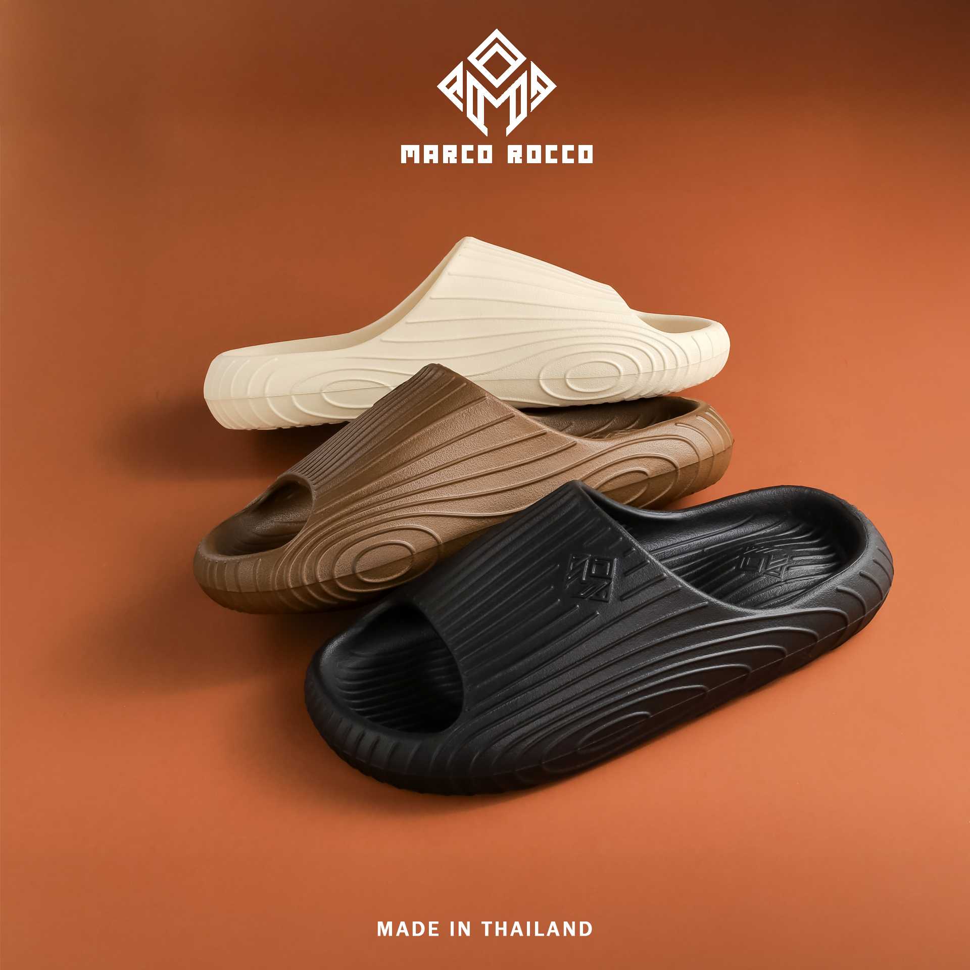 Marco Rocco  รุ่น MR8009 รองเท้าแตะ ผู้ชาย ผู้หญิง ลายไม้ สูง 4 cm. Size 36-45