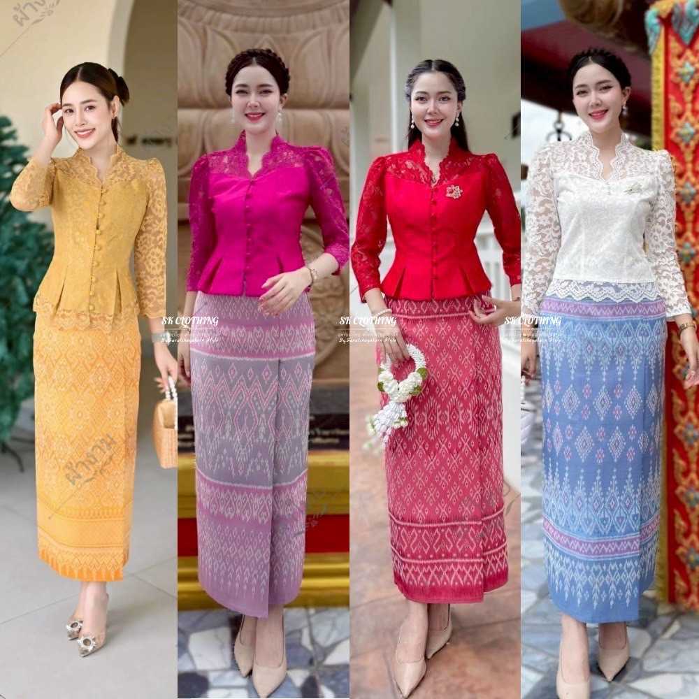 ผ้าถุงสำเร็จ งานป้ายสำเร็จ ซิปซ่อนหลัง มี SIZE S-2XL เนื้อผ้าฝ้ายทอลาย (คละลาย) อัดกาวทั้งผืน