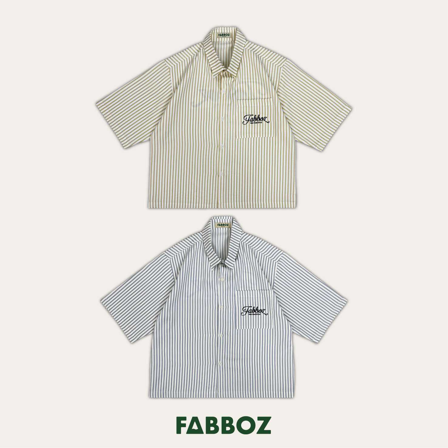 Fabboz เสื้อเชิ้ต Boxy ลายริ้ว
