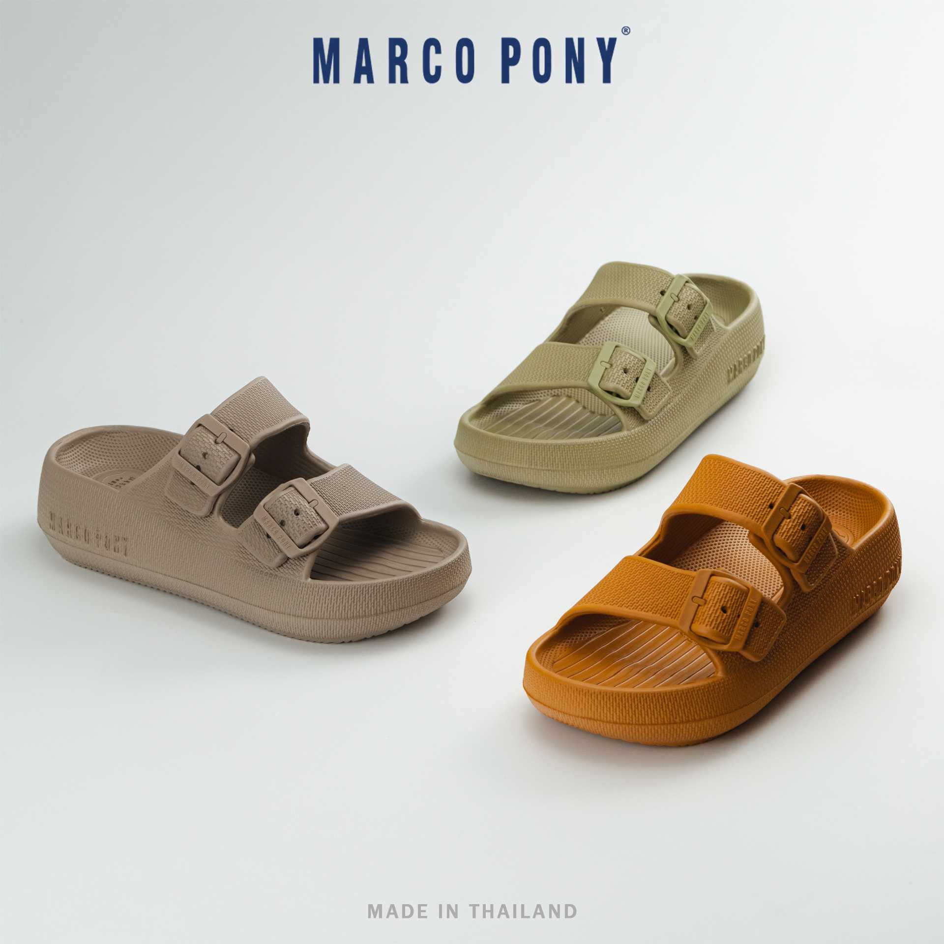 Marco Pony  รุ่น MH9035รองเท้าแตะแบบสวม สายคาดคู่ เสริมส้น พื้นนุ่ม Size 36-41