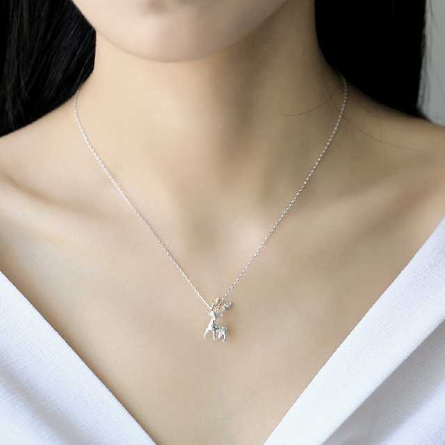 สร้อย สร้อยคอ สร้อยแฟชั่น สร้อยเงินแท้925 จี้กวาง มินิมอล minimal Deer กวาง สร้อยจี้กวาง ดอกโบตั๋น