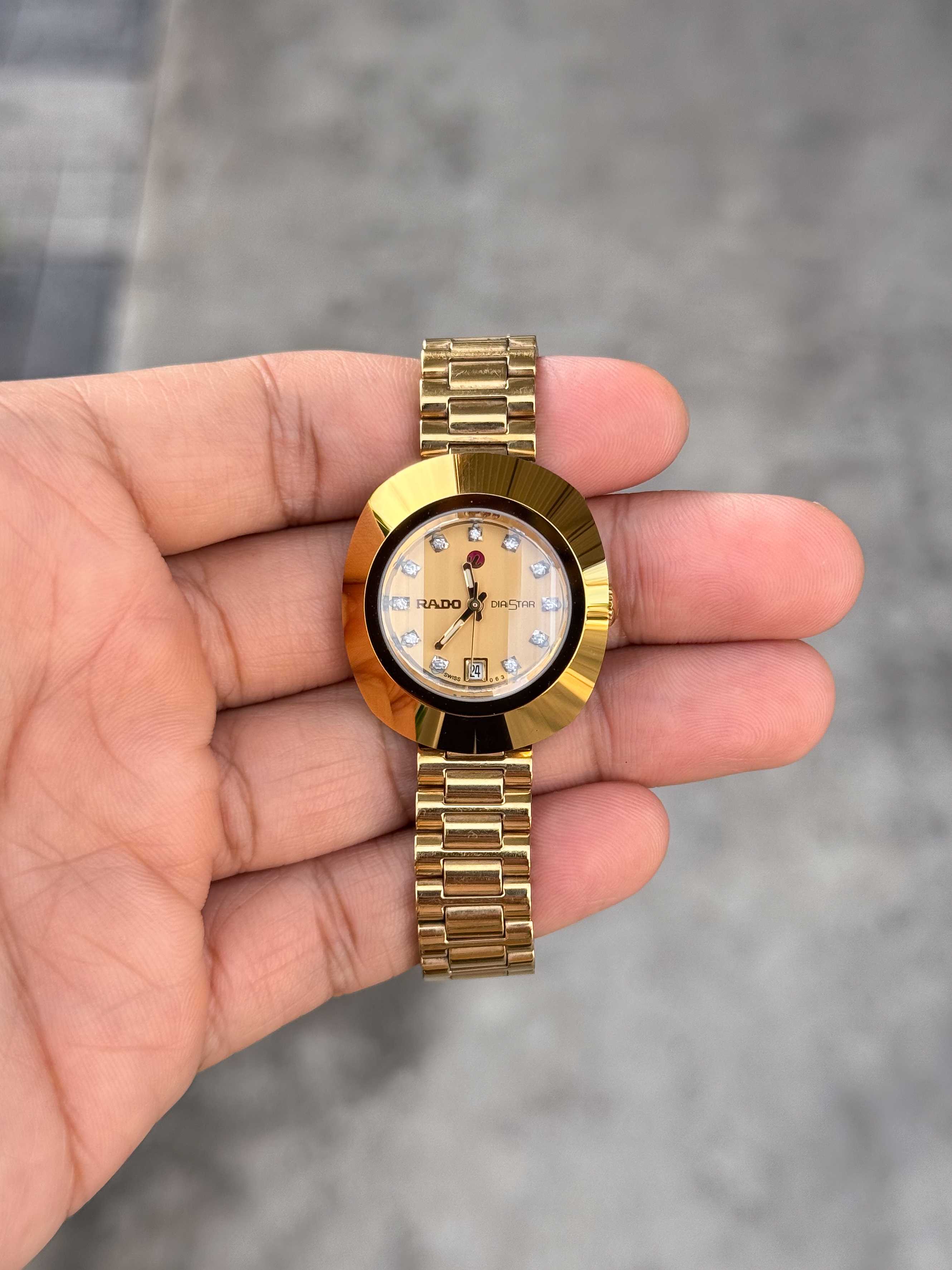 Rado Diastar Automatic Lady Size Date เรือนทอง หน้าทอง 11 พลอย