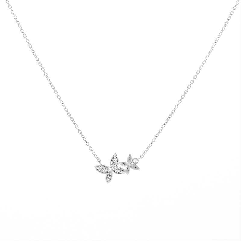 สร้อยคอพร้อมจี้ผีเสื้อ Florencia เงินแท้ ประดับพลอย Zirconia