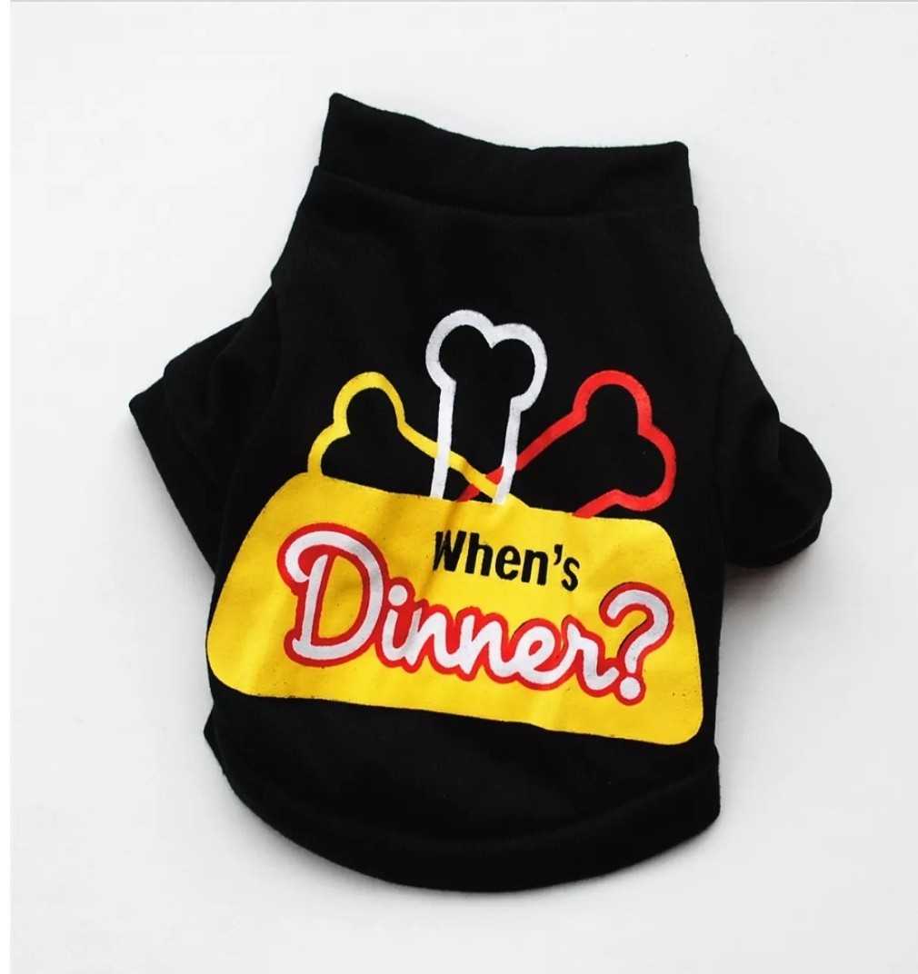 ชุดน้องหมาแมว เสื้อยืดพิมพ์ลาย สีดำ ขนาด XS