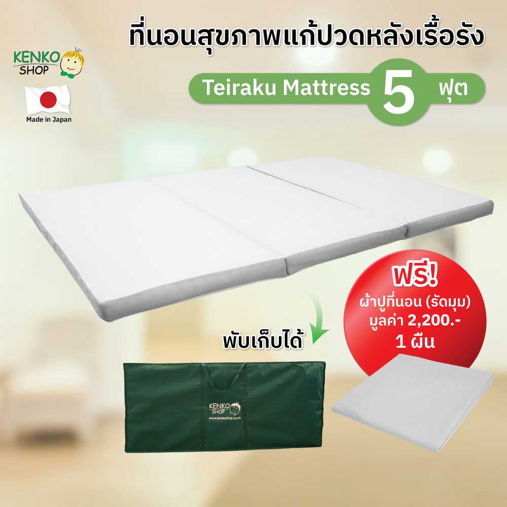 [5 ฟุต เซ็ตคู่ผ้าปู Cotton Silk] ที่นอนแก้ปวดหลัง Teiraku Mattress หนา 8 cm.